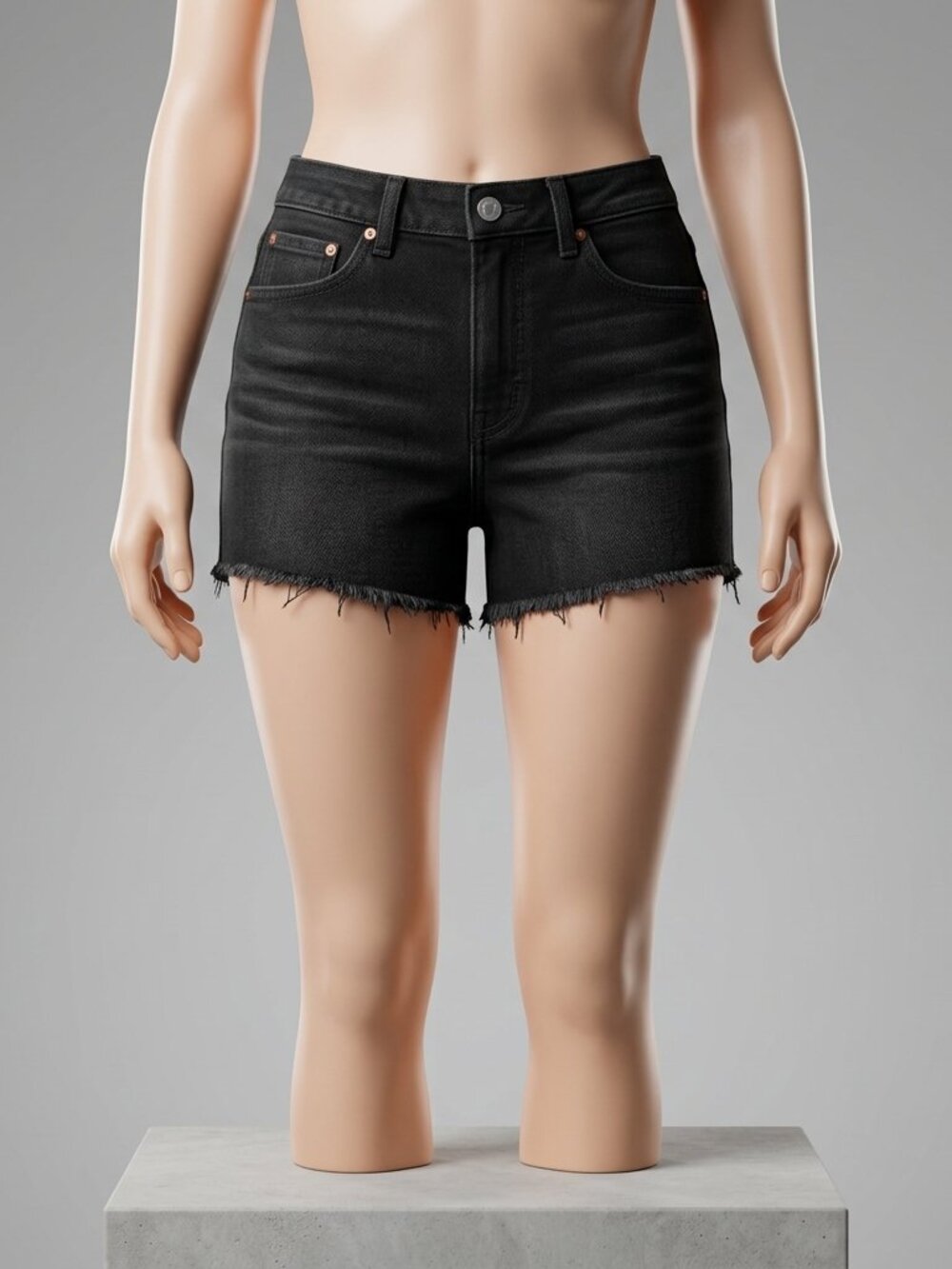 Old Navy Shorts Women's Size 4 ‘OG Straight’ High Rise Black Jean Denim Roll Hem
